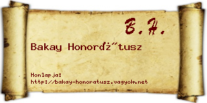 Bakay Honorátusz névjegykártya